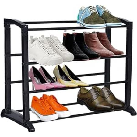 4 Tier Black Shoe Rack