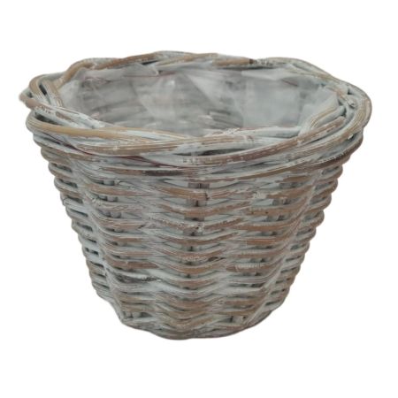 Kubu Grey Pot Round Basket White Wash