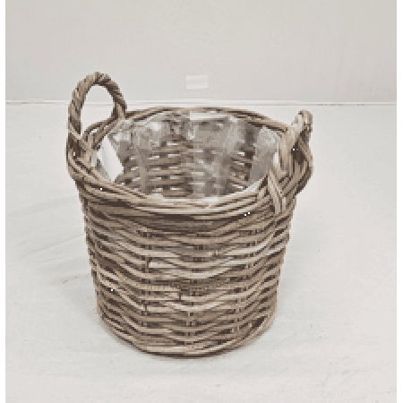 Kubu Grey Round Handle Basket Small