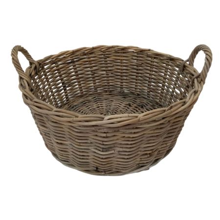 Kubu Grey Oval Basket with Handles