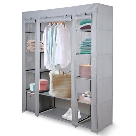 Triple Canvas Clothes Storage in Grey