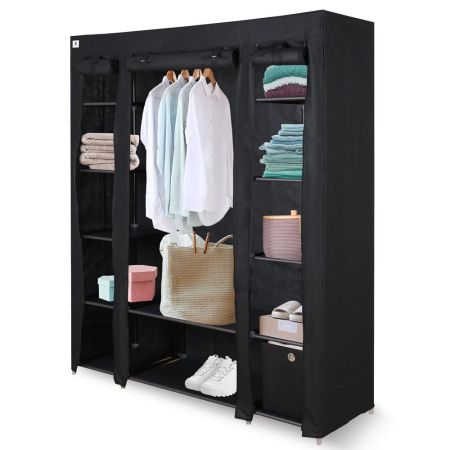 Triple Canvas Clothes Storage in Black