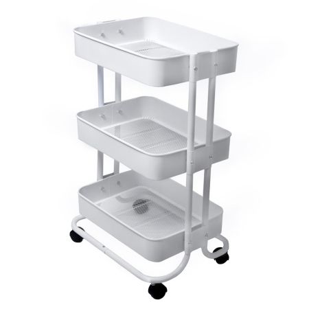 3 Tier Metal Trolley in White