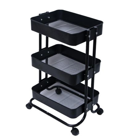 3 Tier Metal Trolley in Black