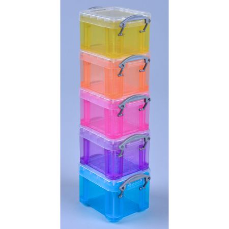 Really Useful Plastic Storage Box 0.14 litre Assorted (Pack Of 5)