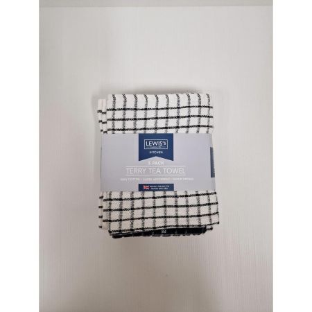 3 Pack Terry Tea Towel Black