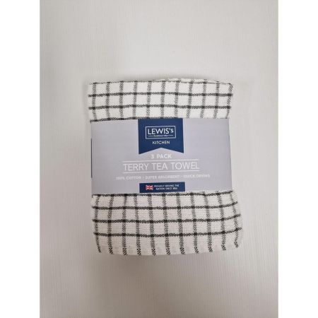 3 Pack Terry Tea Towel Grey