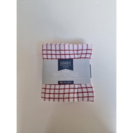 3 Pack Terry Tea Towel Red