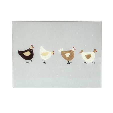 Cook & Dine Glass Worktop Saver - Farmyard Hens