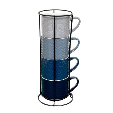 Cook & Dine Stacking Mugs x4 - Blue