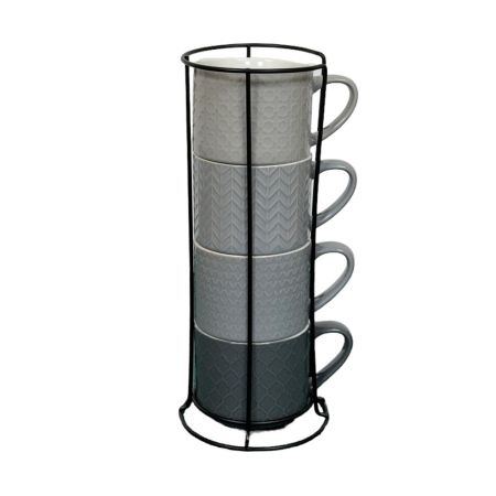 Cook & Dine Stacking Mugs x4 - Grey