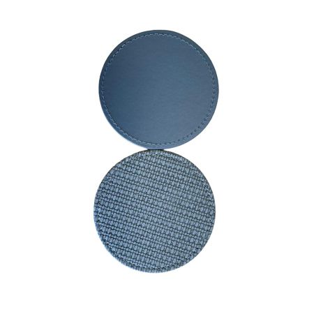 Cook & Dine Pk4 Faux Leather Round Coasters - Grey Woven