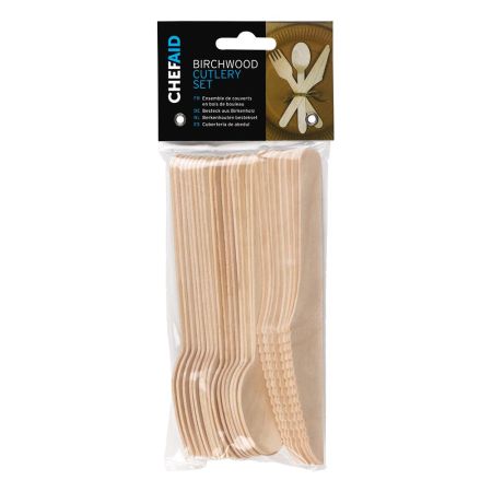 Chef Aid Wooden Cutlery Pack of 24