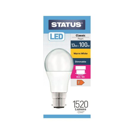 Status 100w LED Pearl Bayonet Cap Warm White Bulb