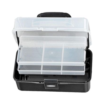 Fladen 2 Tray Cantilever Box Black - Small - 13 X 27 X 15cm