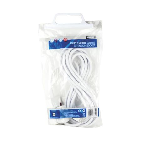 Status 1 Way Extension Socket White 5m