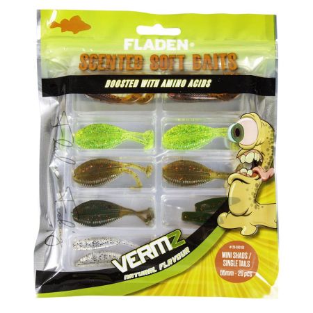 Fladen 20Pk Vermz Scented Soft Mini Shads & Single Tails 5.5cm