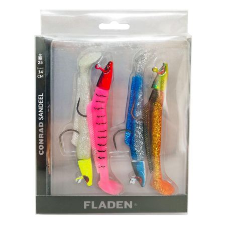 Fladen 4Pk Of Conrad Sandeel Softbait Lures - 4 Heads + 4 Bodies