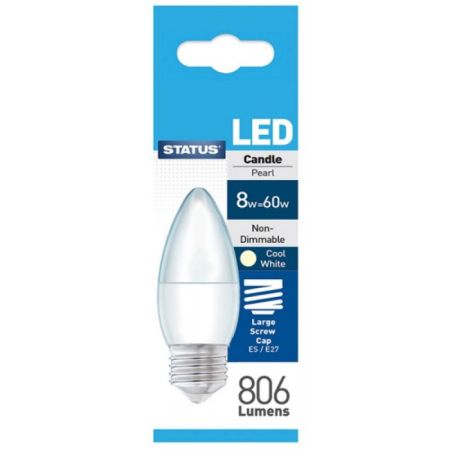 Status 60w LED Candle SES Cool White Bulb