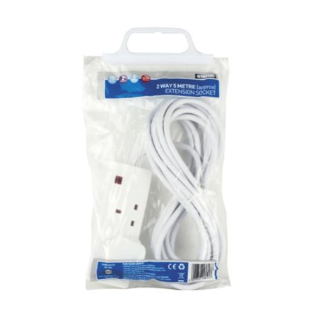 Status 2 Way Extension Socket White 5m