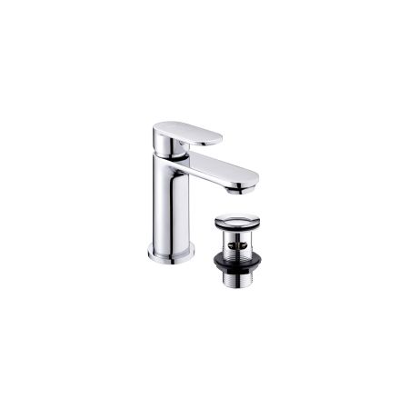 Hudson Mono Basin Mixer Taps & Press Top Waste - Chrome