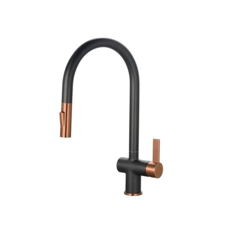 Midford Kitchen Tap With Full Pull Out Kitchen Rinser - Black & Copper