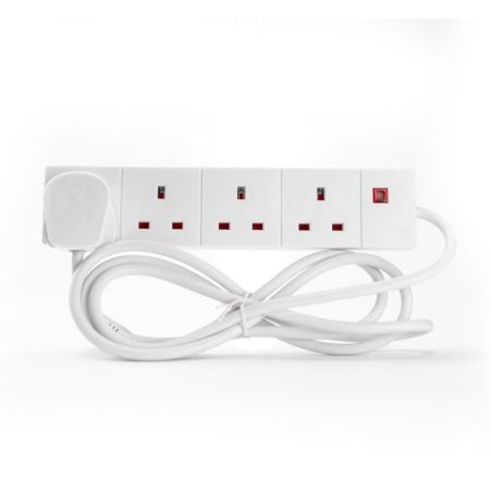 Status 4 Way Extension Socket White 2m