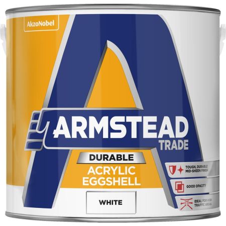 Armstead Trade Durable Acrylic Eggshell 2.5L White Paint