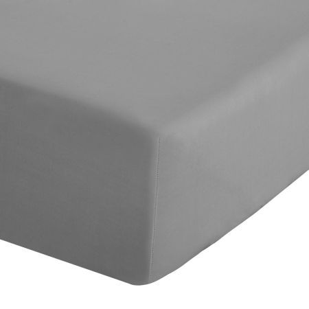 Percale Fitted Sheet Grey Single