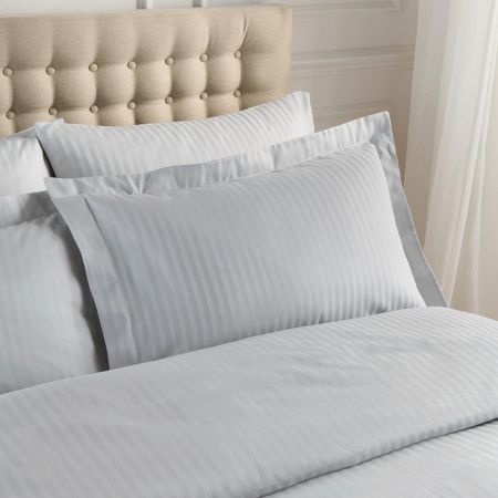 Satin Stripe Oxford Pillowcase Pair Grey