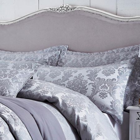 DamaSuper King Jacquard Duvet Cover Set Silver Super King