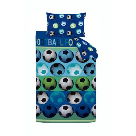 Football Duvet Cover Set Single Blue