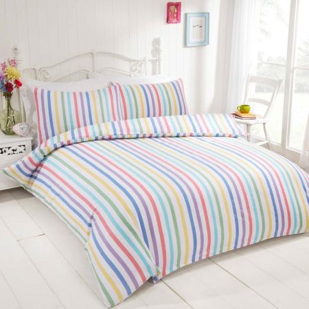 Candy Stripe Flannlette Sheet Set Double