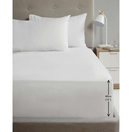 38cm Fitted Sheet Super King White