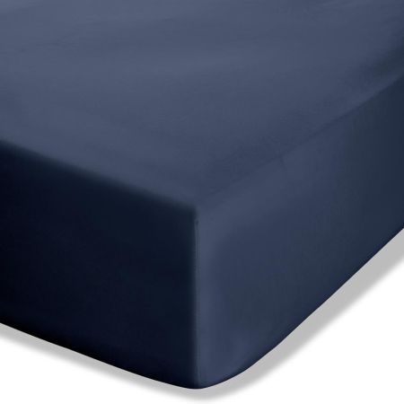 Double Fitted Sheet Plain Dye Percale Navy