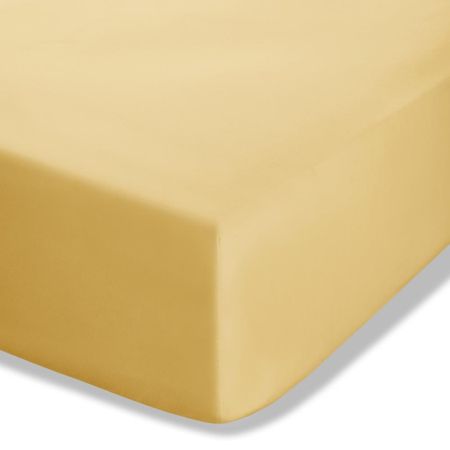 Percale Fitted Sheet Ochre Double