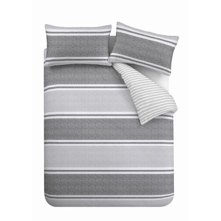  Banded Stripe Charcoal Duvet Set Single