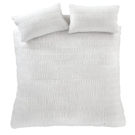 Seersucker White Duvet Set Double