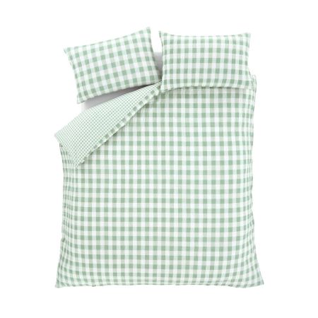 Seersucker Gingham Check Green Single