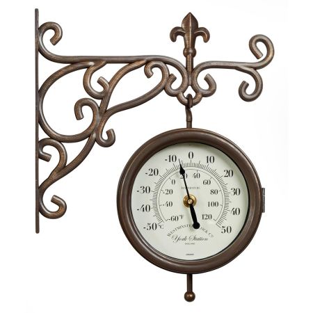 York Station Wall Clock & Thermometer 5.5in