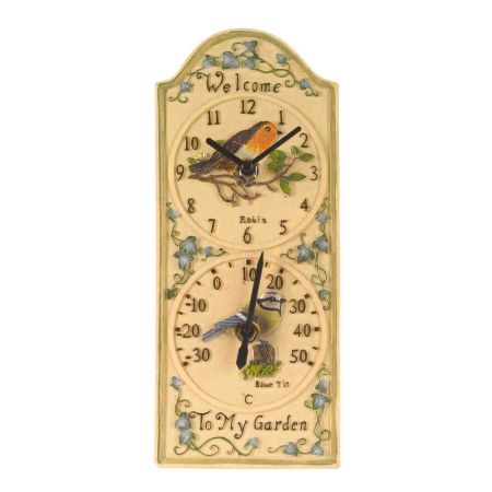 Birdberry Wall Clock & Thermometer