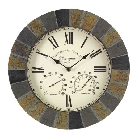 Stonegate Wall Clock & Thermometer 14in