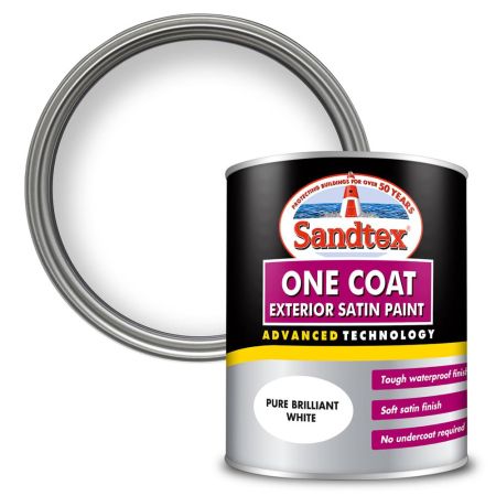 Sandtex One Coat Satin Brilliant White 750Ml