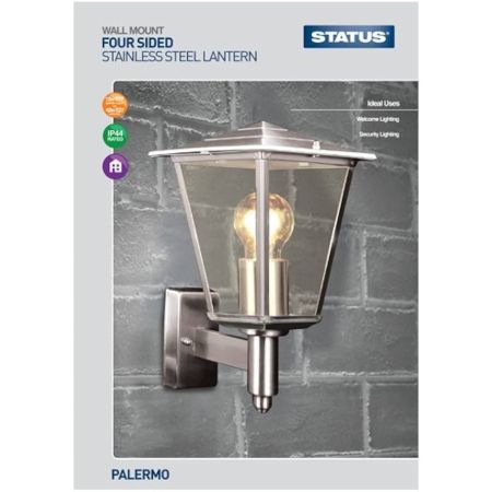 Status Palermo Stainless Steel 4 Sided Lantern