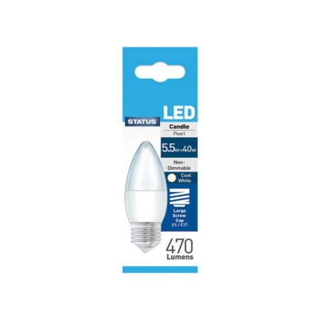 Status 40w LED Candle ES Pearl Cool White Bulb Bulb