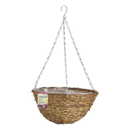 12in Country Rattan Hanging Basket