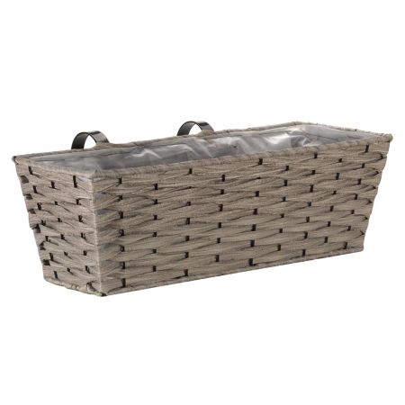 19in Bari Faux Rattan Planter - Soft Grey