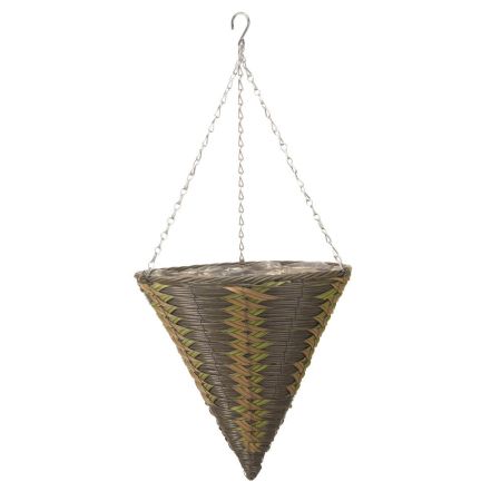 14in Faux Rattan Cone - Safari