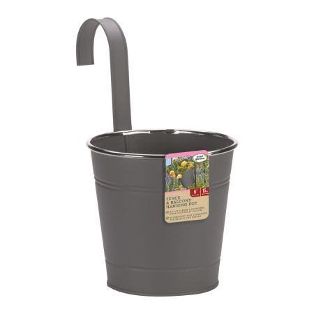 6in Fence & Balcony Hanging Pot  - Slate