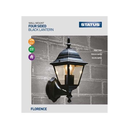 Status Florence Black 4 Sided Lantern